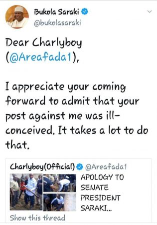 Saraki accepts Charly Boy apology